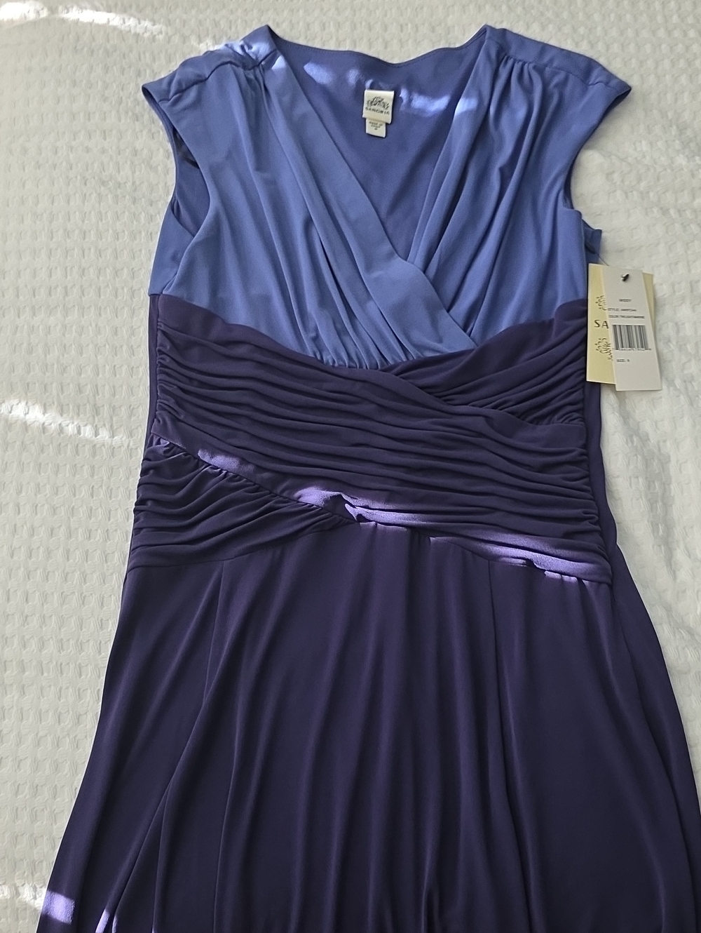 S.L. Fashions Lavender and Deep Purple Surplice Wrap Dress